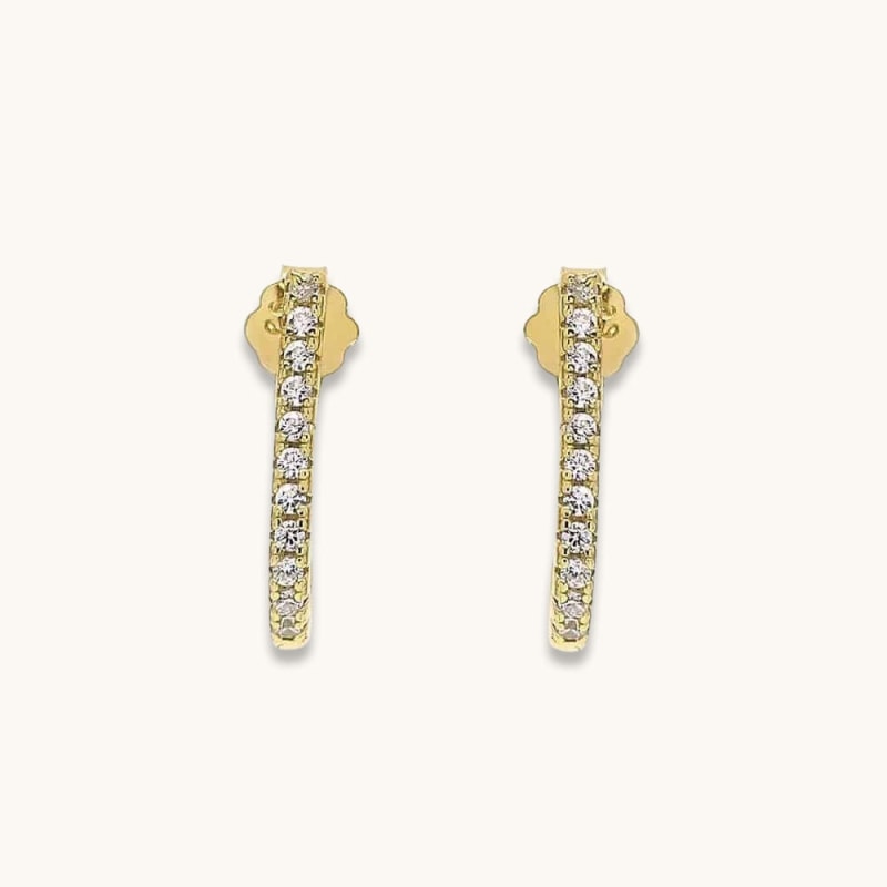 Women's Petite Sparkling Disco J Hoop Earrings in White Gold | Anna Zuckerman