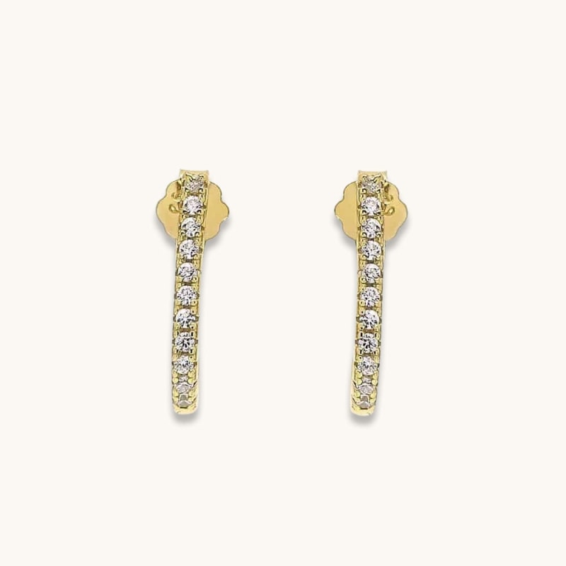 Petite Sparkling Disco J Hoop Earrings In White Gold by Anna Zuckerman