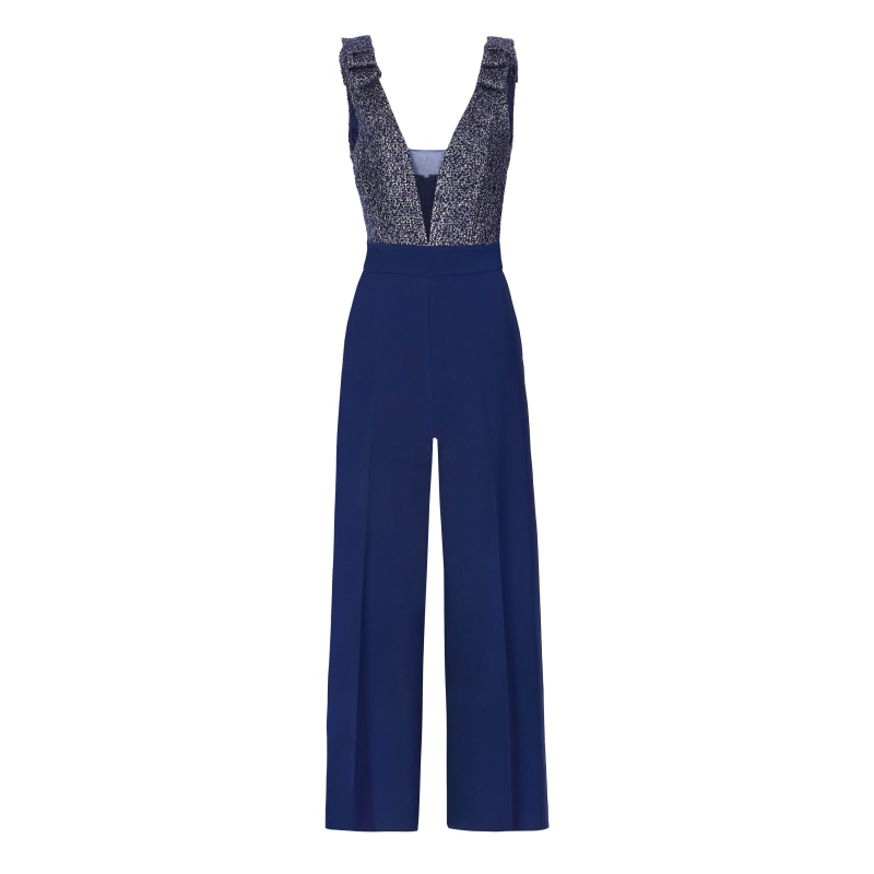 Thumbnail of Olivia Boucle & Bow Detail Wide Leg Jumpsuit image