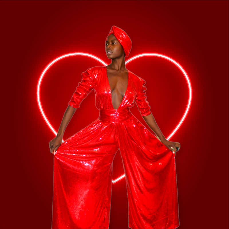 Red palazzo jumpsuit online