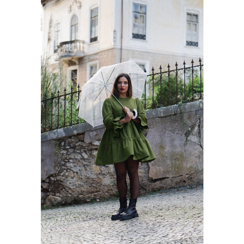 Thumbnail of Olmo - Dark Green Dress With Ruffles image