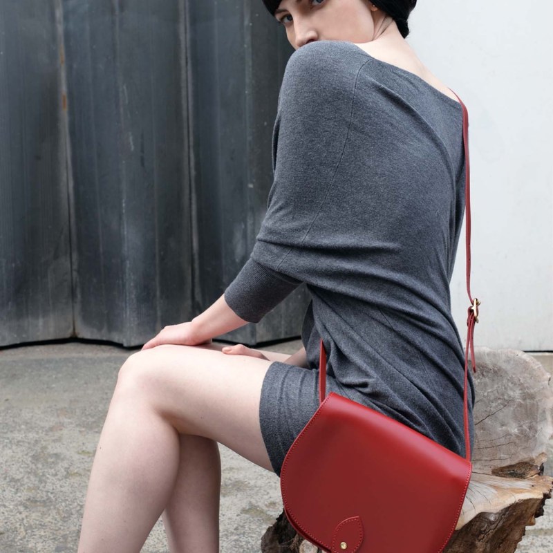 Thumbnail of Red Leather Saddle Bag With Back Pocket image