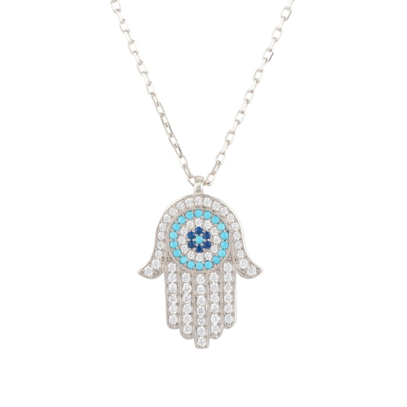 Evil eye on sale palm necklace