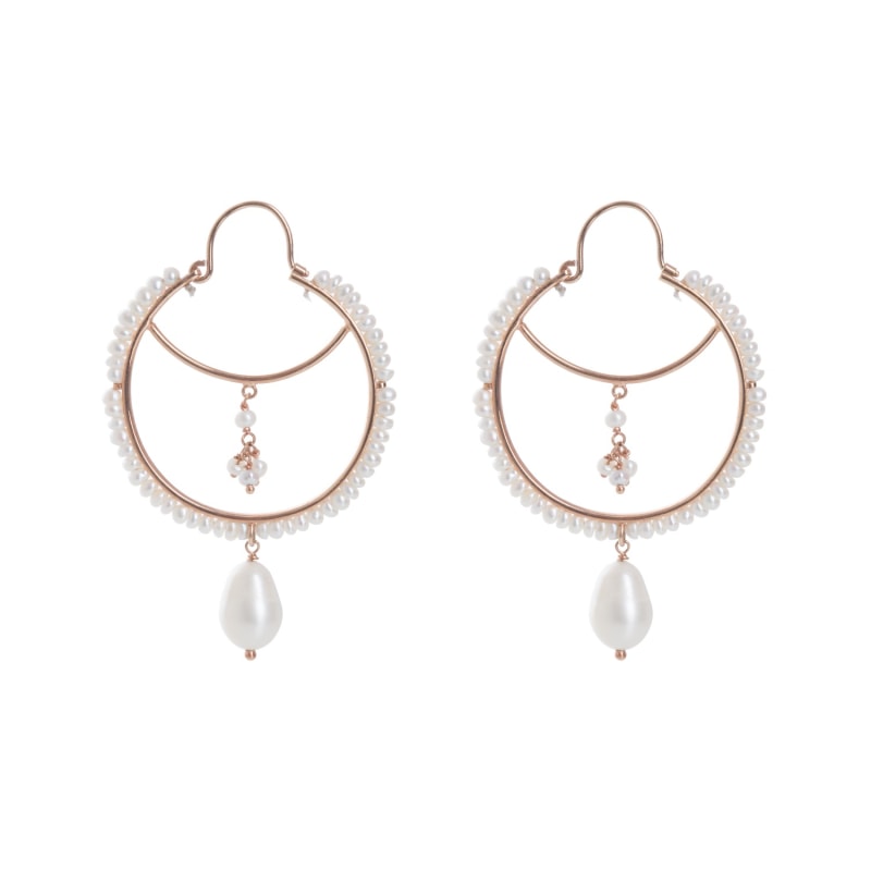 Thumbnail of Pearly Drop Hoop Earrings image