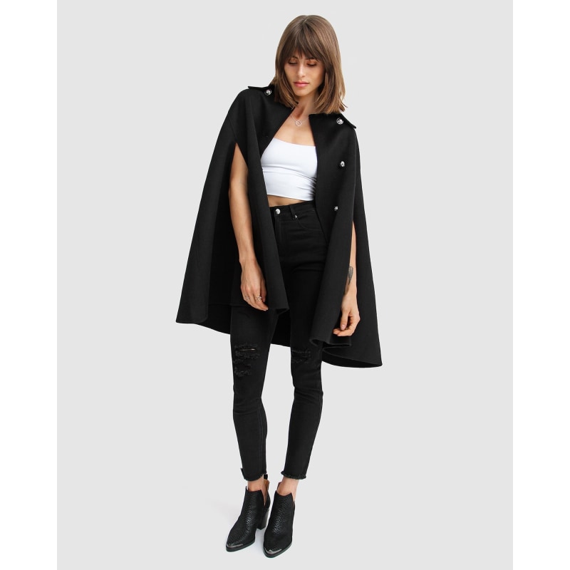 On My Mind Wool Blend Cape - Black | Belle & Bloom | Wolf On My Mind Wool Blend Cape - Black | Belle & Bloom | Wolf