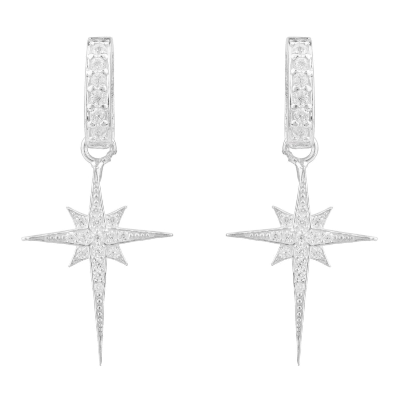 Thumbnail of North Star Burst Small Drop Earrings Silver image