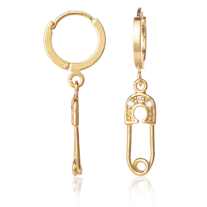 Safety Pin Earrings C.J.M Wolf Badger
