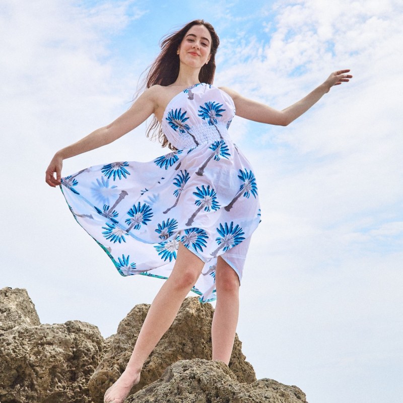 One shoulder cotton dress deals