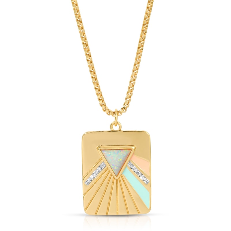 Thumbnail of Bright Side Necklace - Coral & Mint image