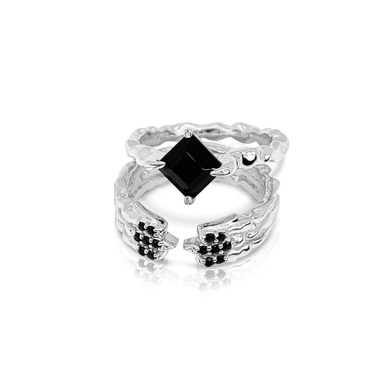 Thumbnail of Onyx Stem Ring Silver image