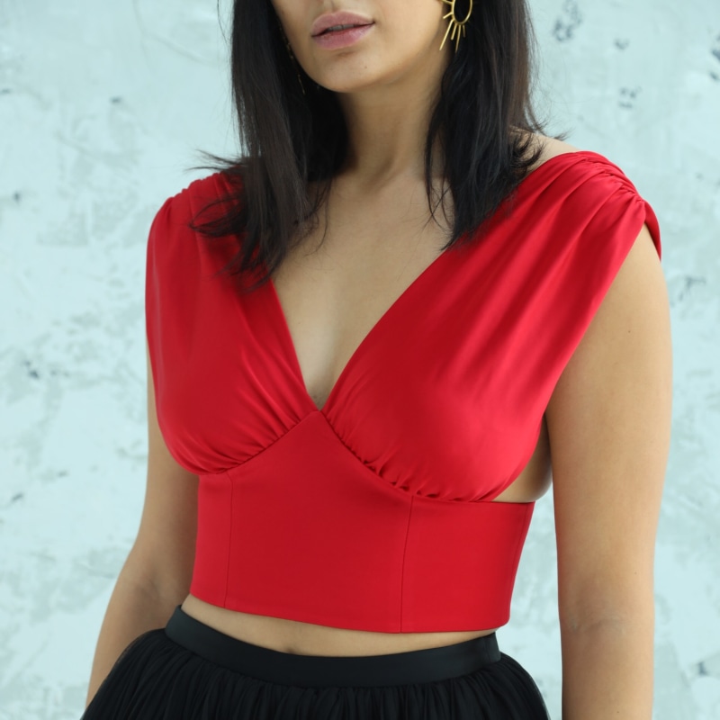 SATIN CROP TOP - Red