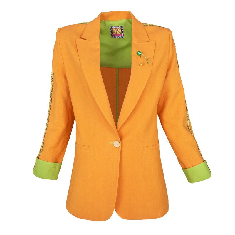 Thumbnail of Tailored Viscose Linen Orange Blazer Jacket image