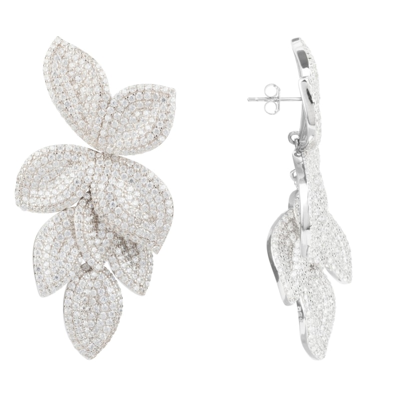 Thumbnail of Petal Cascading Flower Earrings Silver image