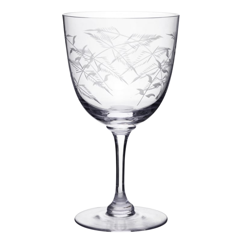 Thumbnail of Six Hand-Engraved Crystal Wine Glasses With Ferns Design image