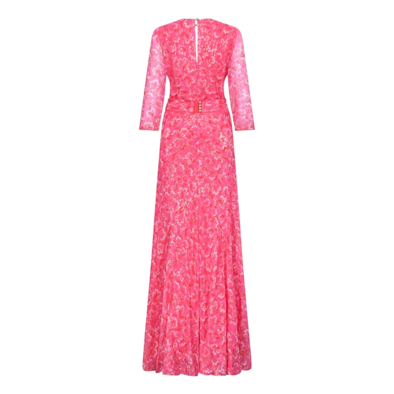 Thumbnail of Long Millie Dress Pink Awakening Printed Silk image