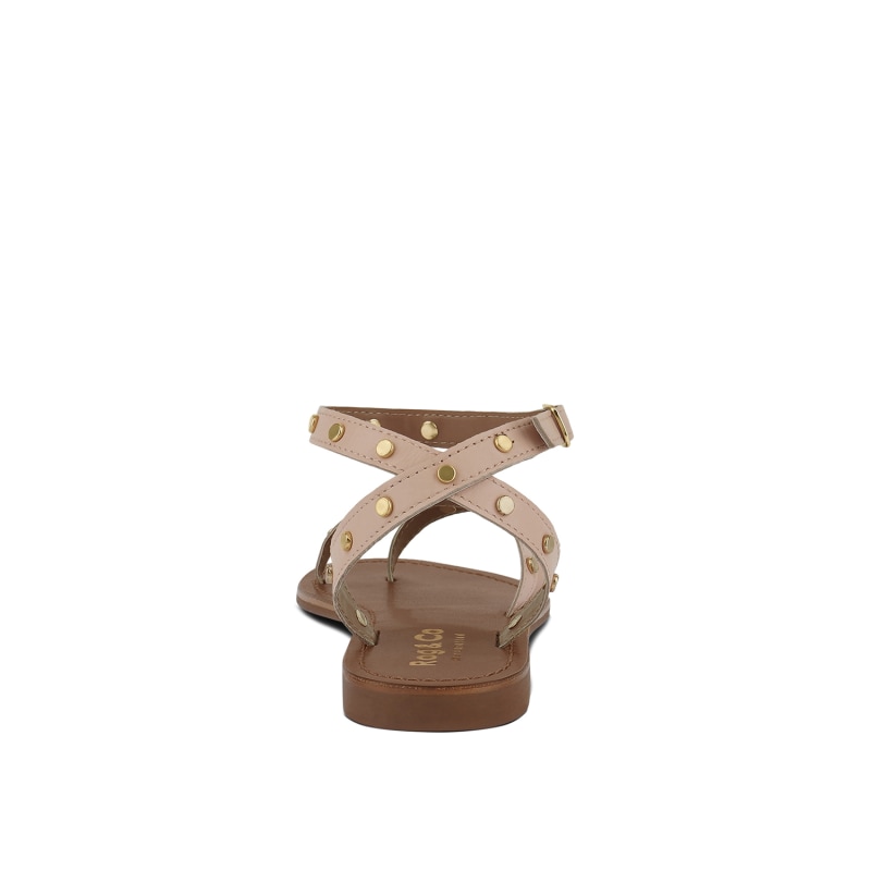 Thumbnail of Oprah Studs Embellished Flat Sandals In Beige image