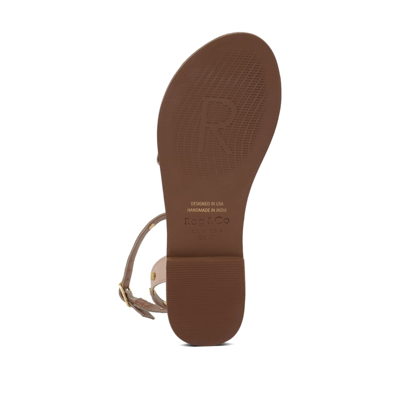 Thumbnail of Oprah Studs Embellished Flat Sandals In Beige image