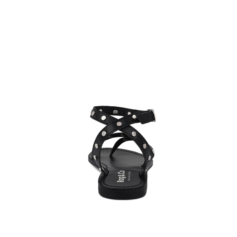 Thumbnail of Oprah Studs Embellished Flat Sandals In Black image