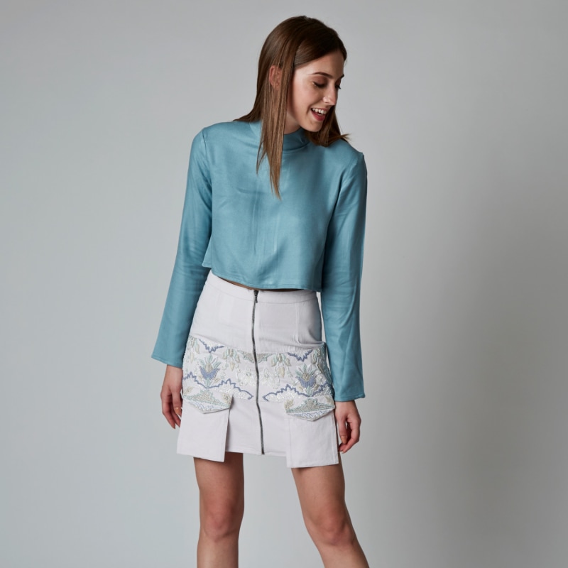 Thumbnail of The Niala Hand-Embroidered Skirt In White image