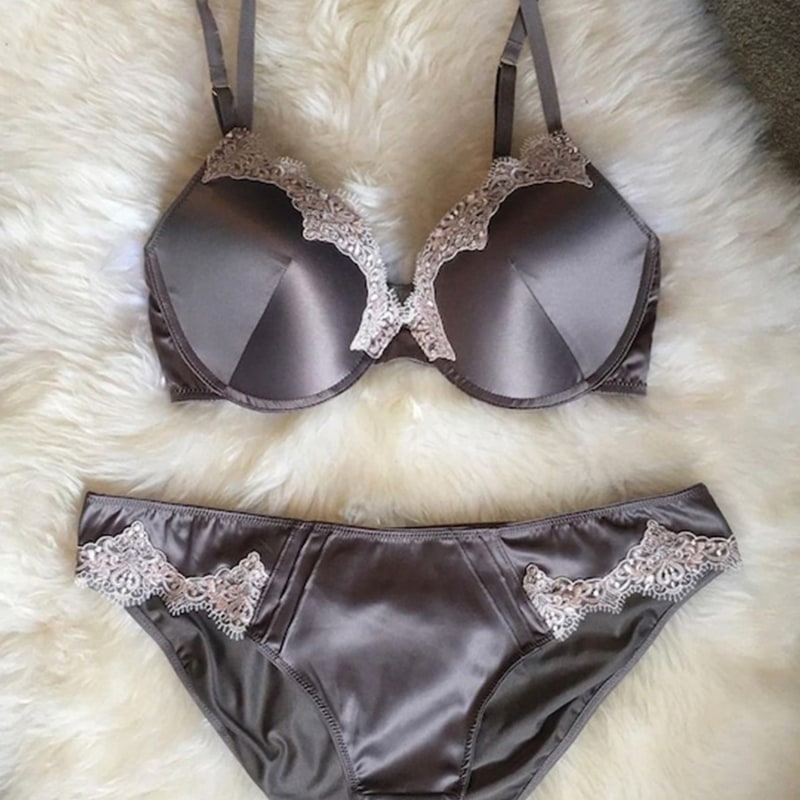 Thumbnail of Opulent Lace Brief In Caramel image