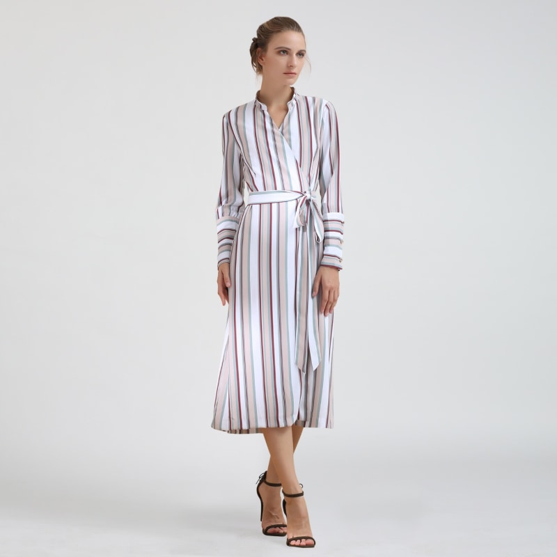 Thumbnail of Striped Midi Wrap Dress image