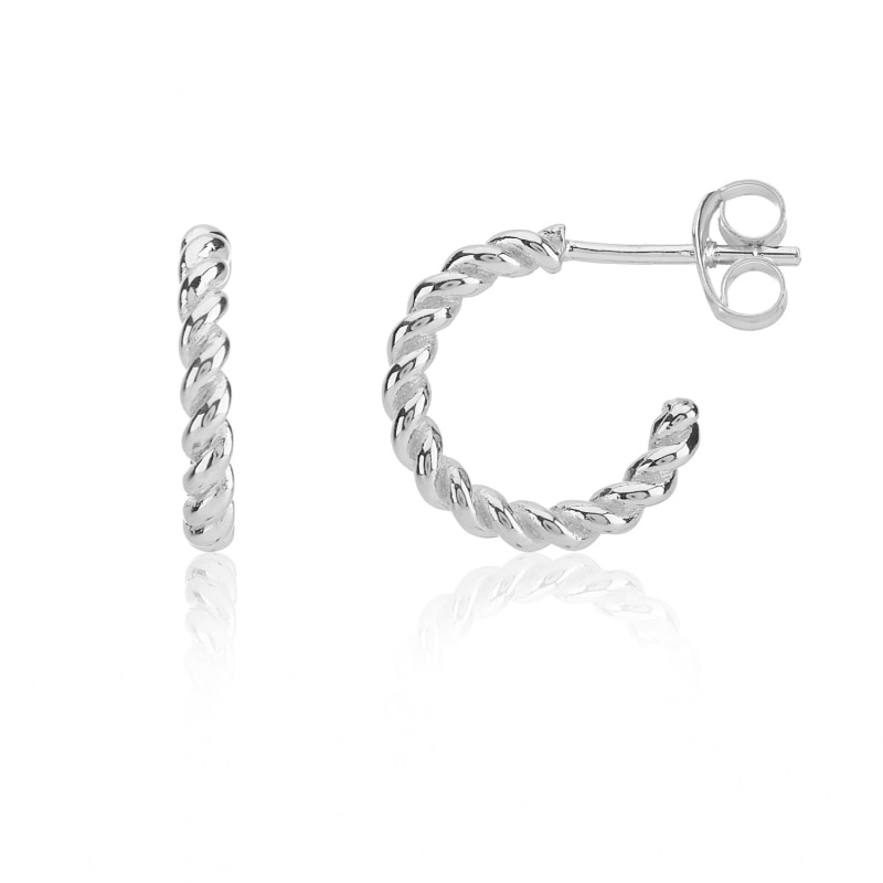 Thumbnail of Alhambra Mini Piccolo Twisted Sterling Silver Hoop Earrings image