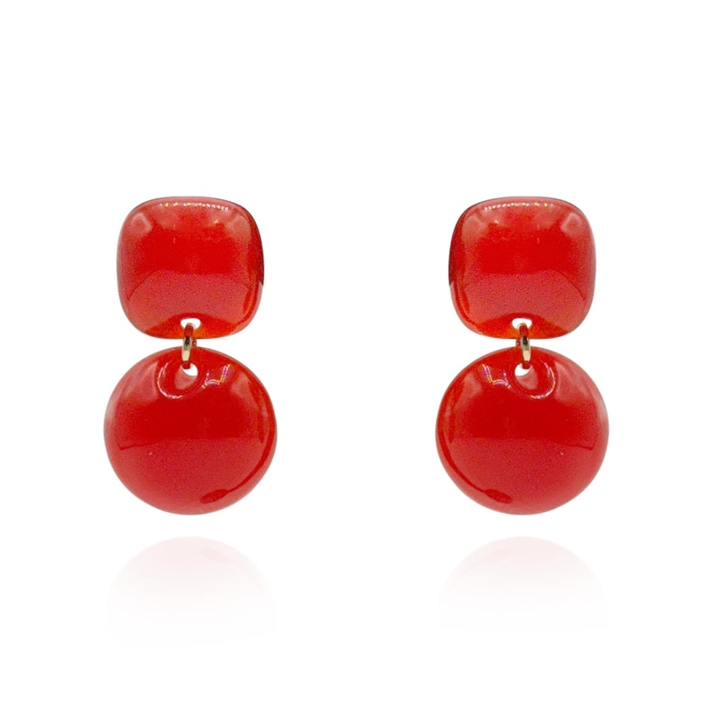 Thumbnail of Orangy Red Small Resin Clip-On Drop Earrings image