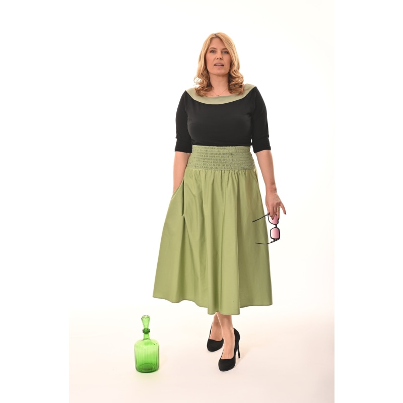 Thumbnail of Orchid Midi Skirt With Pockets In Sage image