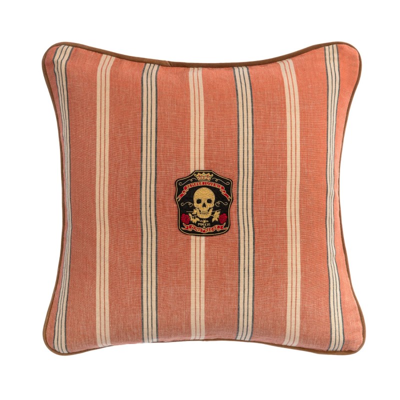 Thumbnail of Oregon Stripes Orange Washed Square Cushion By Mindthegap image