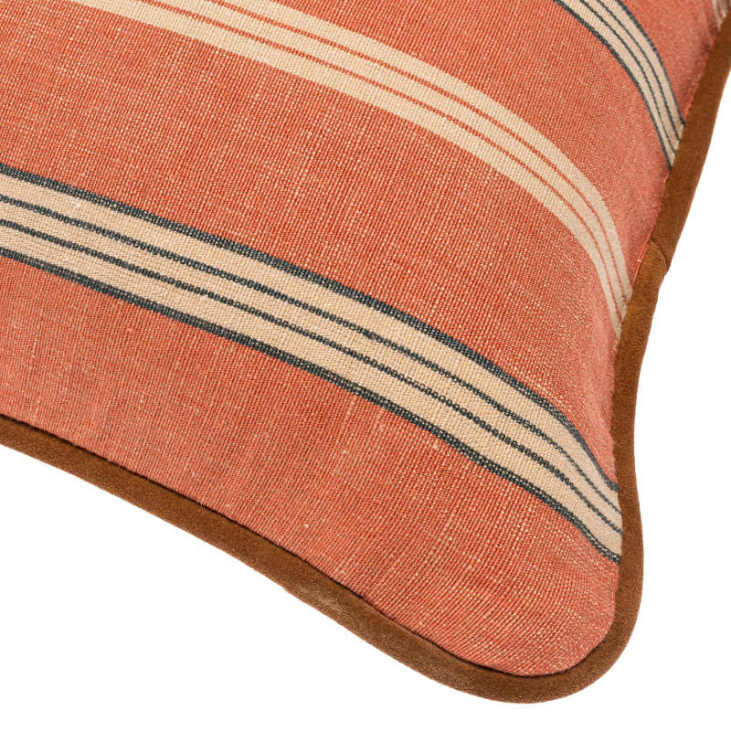 Thumbnail of Oregon Stripes Orange Washed Square Cushion By Mindthegap image