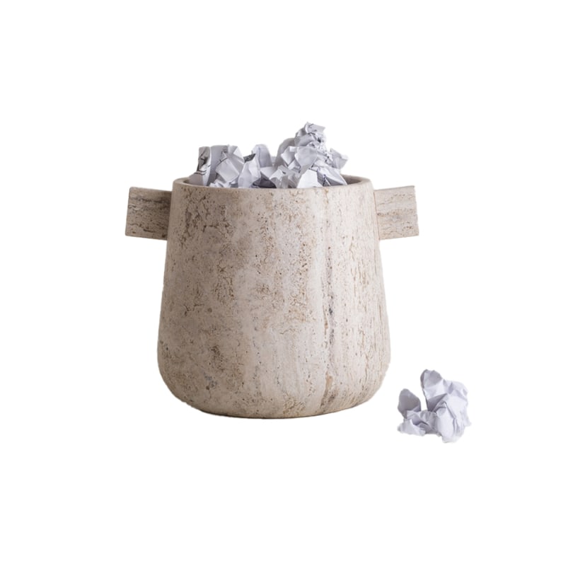 Thumbnail of Orejas Trash Bin Medium - Travertine Marble image