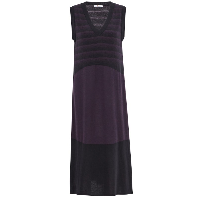 Thumbnail of Organic Cotton Blend V-Neck Sleeveless Midi Knitwear Dress - Dark Purple image