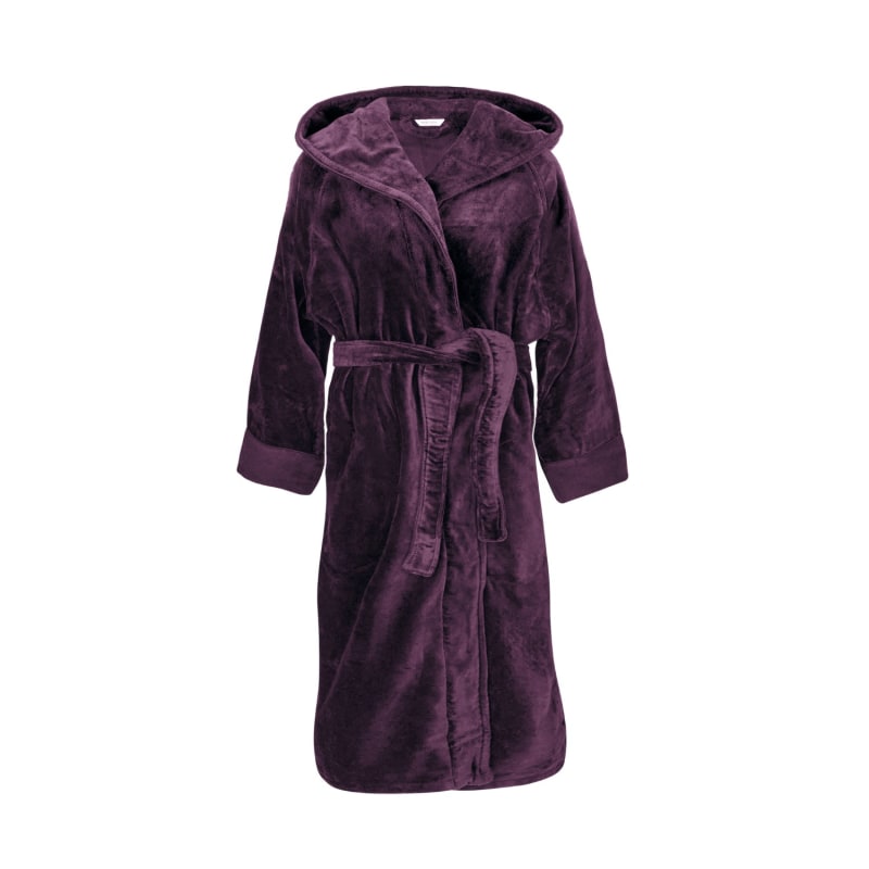 Thumbnail of Organic Cotton Hooded Robe In Aubergine image