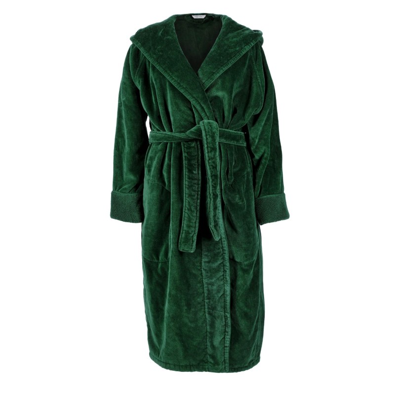 Thumbnail of Organic Cotton Hooded Robe In Emerald image