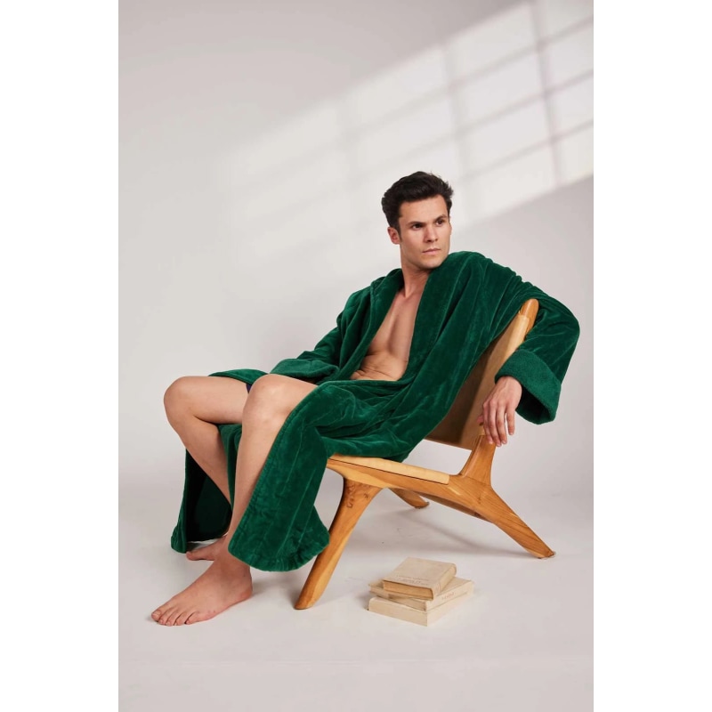 Thumbnail of Organic Cotton Hooded Robe In Emerald image