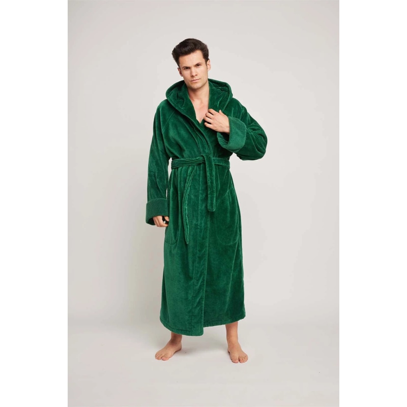 Thumbnail of Organic Cotton Hooded Robe In Emerald image