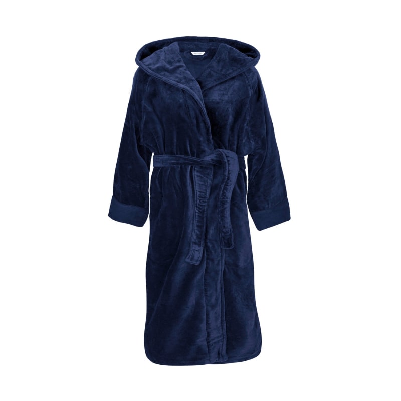 Organic Cotton Hooded Robe In Indigo by Pasithea Sleep