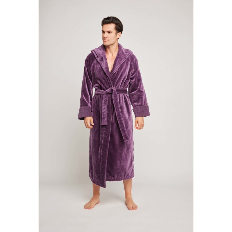 Thumbnail of Organic Cotton Hooded Robe In Aubergine image