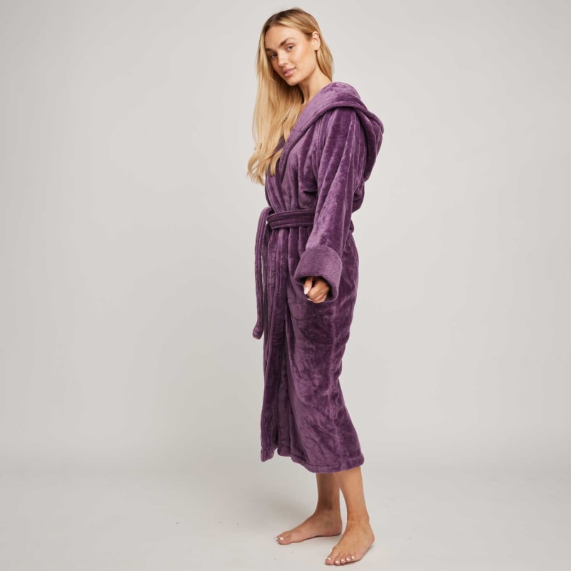 Thumbnail of Organic Cotton Hooded Robe - Womens Aubergine image