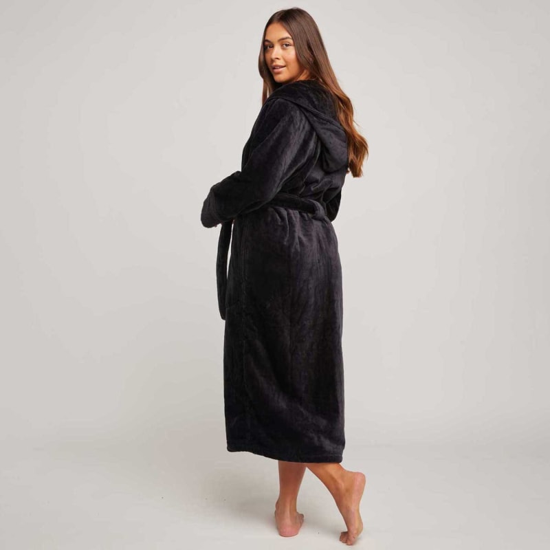 Thumbnail of Organic Cotton Hooded Robe - Womens - Black image