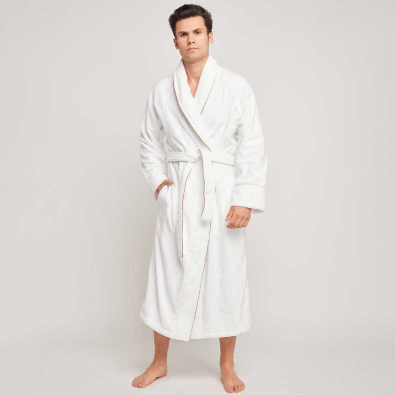 Thumbnail of Men's Organic Cotton Velour Robe - White image