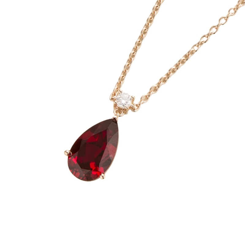 Juvetti Jewelry Ruby, Pink Gold Ori Small Pendant Necklace In Ruby And  Diamond - Pink Gold