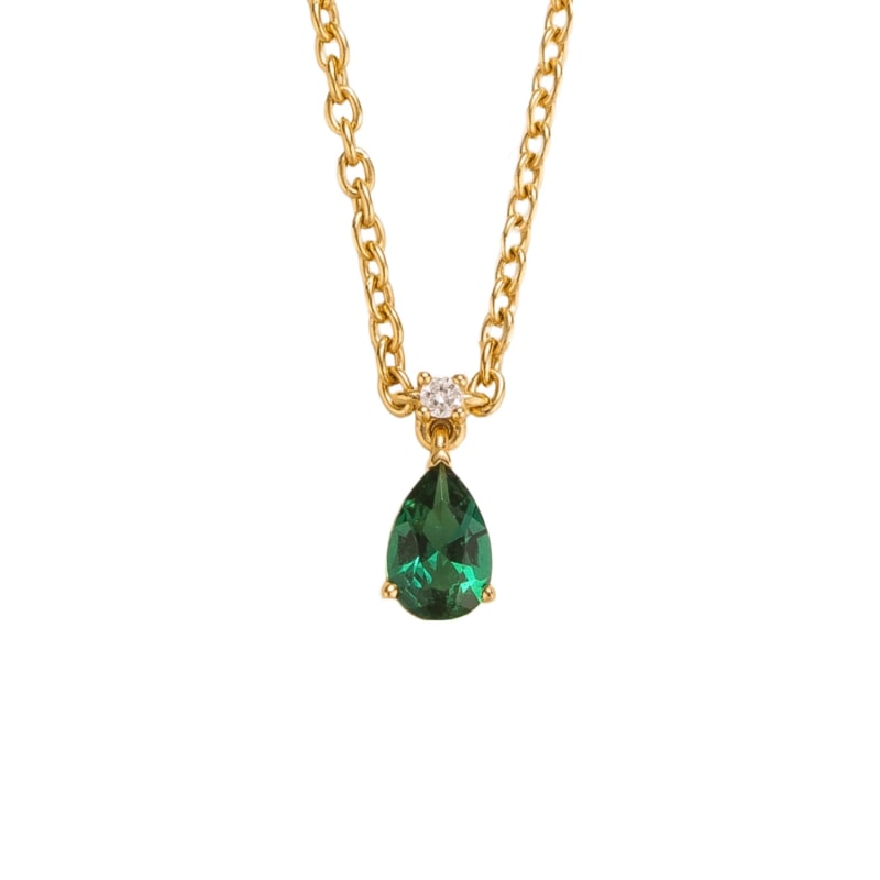Ori Small Gold Pendant Necklace In Emerald Diamond by Juvetti