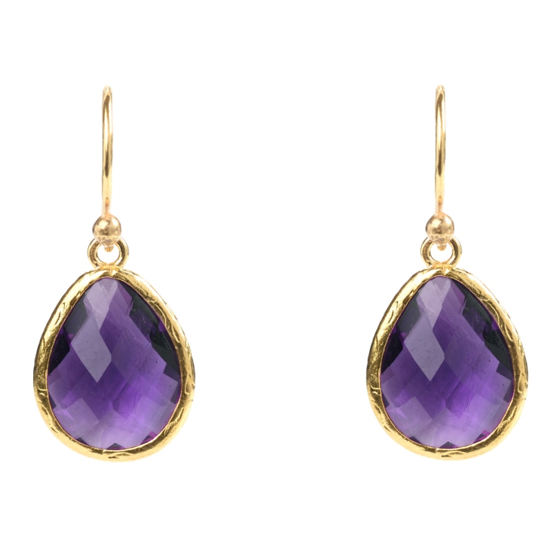 Thumbnail of Petite Drop Earrings Amethyst Hydro Gold image