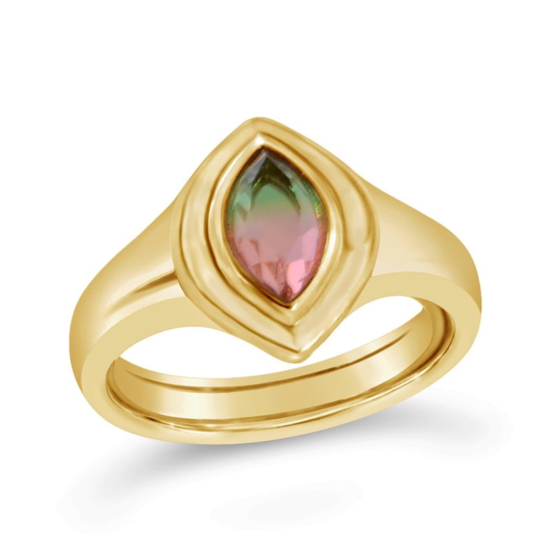 Thumbnail of Marquise Signet Ring- Watermelon Quartz image