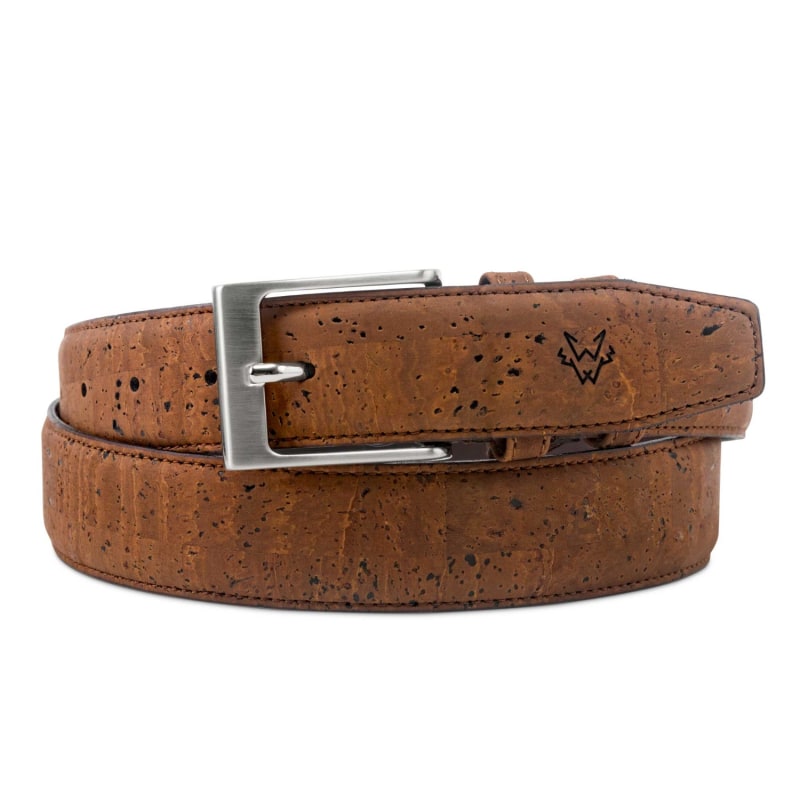 Cork Leather Belt In Brown Watson Wolfe Wolf Badger