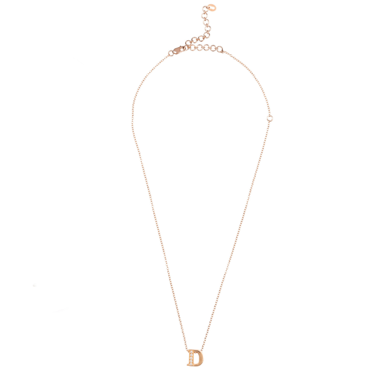 Thumbnail of Diamond Initial Letter Pendant Necklace Rose Gold D image