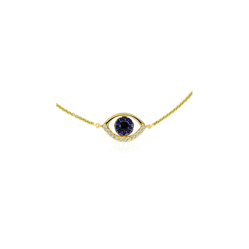 Thumbnail of 18K Yellow Gold Evil Eye Sapphire & Diamond Bracelet image