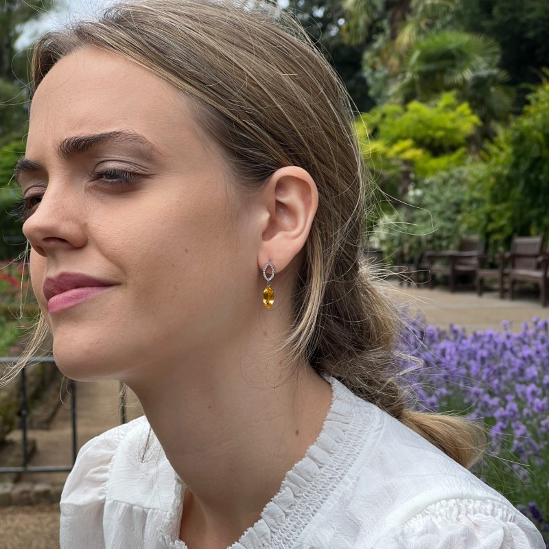 Citrine sale diamond earrings