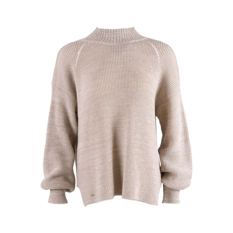 Ottawa Hand Knitted Wool High Neck Sweater Sand Marl by 1 People